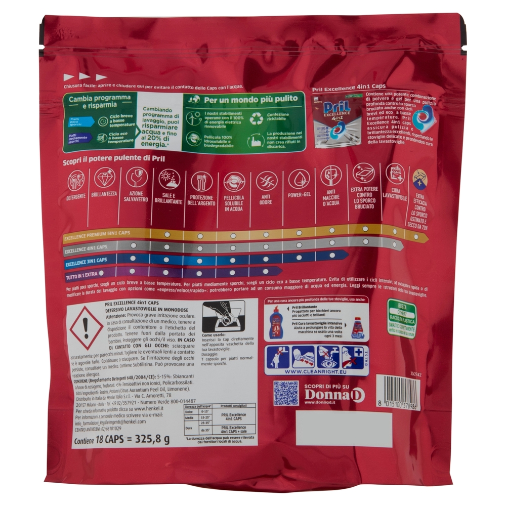 PRIL Excellence 4in1 Caps 18pz (325,8g)